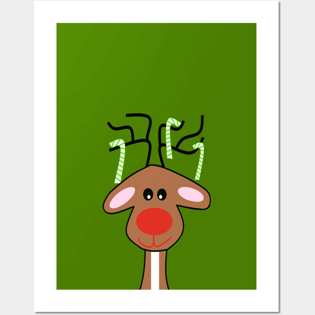 REINDEER Christmas Green Wall Art by SartorisArt1